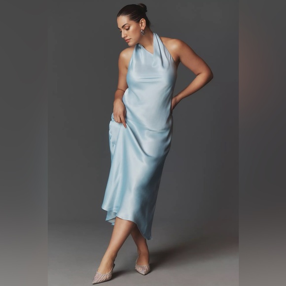 Anthropologie Conditions Apply Reidun Halter Cowl-Neck Midi Dress - Picture 2 of 14